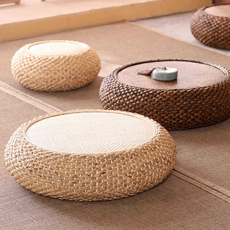 

Manal Cushion Natural Weave Straw Pouf Tatami Mat Round Floor Cushions Rattan Futon Meditation Worship Cushion Yoga Japanese
