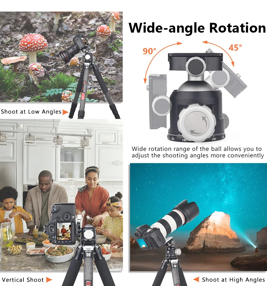 DP-40 40mm CNC 360° Panoramic Ballhead Low Gravity Center Tripod Head Load 23kg
