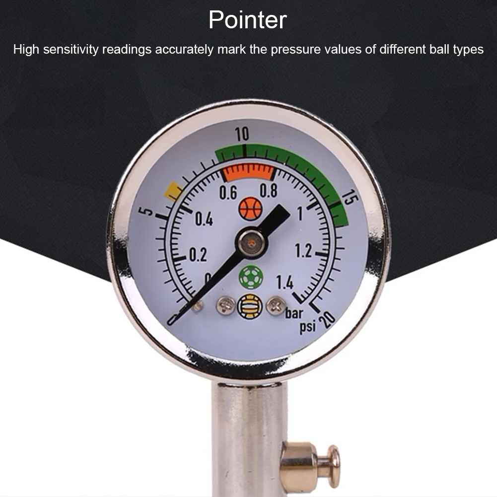 Ball Pressure Gauge Heavy Duty Air Pressure Gauge Barometer Tool Football Soccer Rugby Basketball Volleyball