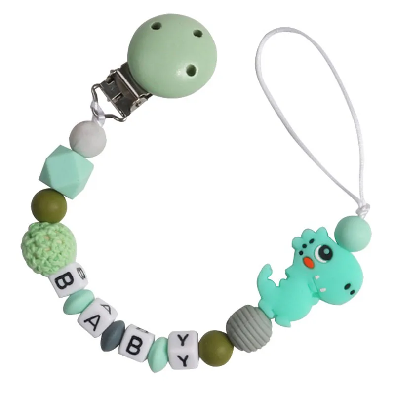 Personalized Name Handmade Silicone Baby Pacifier Clip Chain Safe Teething Chain Teether Holder Gift