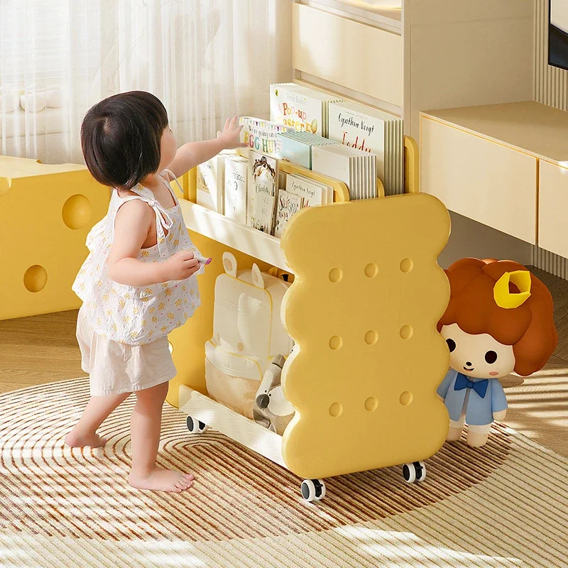 Creative Cheese Children's Bookshelf Living Room Toy Storage Cabinet Double-layer Picture Book Reading Book Storage
