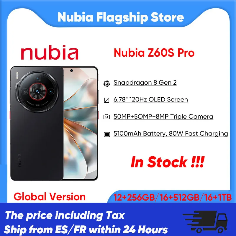 ZTE Nubia Z60S Pro 5G Smartphone Snapdragon 8 Gen 2 6.78 120Hz OLED Screen 80W Fast Charging 50MP Camera Android 14 Google Play Global Version 1