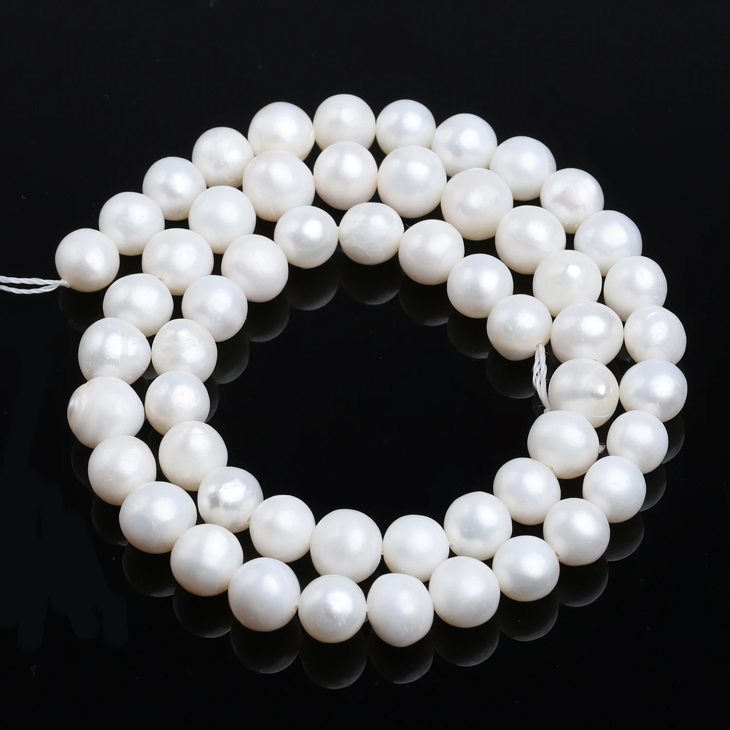 Elegant White Freshwater Pearl Round Beads