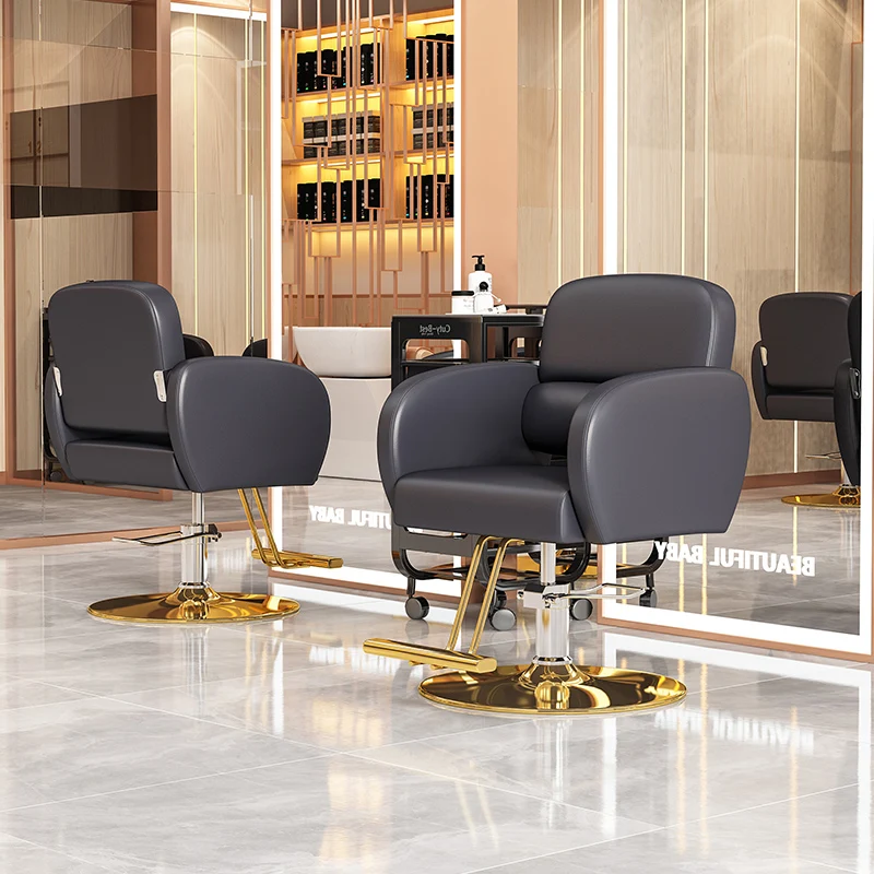 Personalized Salon Beauty Barber Chair Luxury Retro Gold Lifter Beauty Salon Chair Professional Cadeiras Salon Furniture