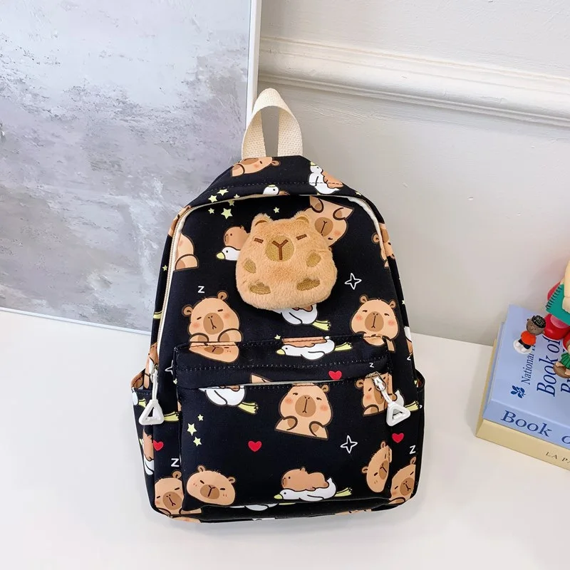 Cute Cartoon Capybara Backpack Plush Large Capacity School Bags Simple Pattern Book Bag Kawaii GirlSchool Backpack Mochila Mujer 4