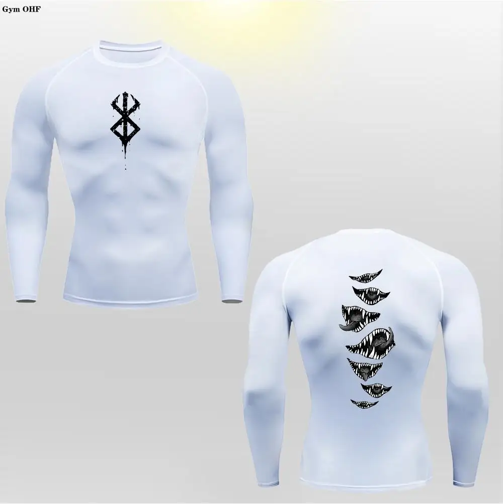 T Shirts Men Sports Tops Anime Berserk Guts Sport T-Shirt Men's Compression Shirt Sportswear Breathable Bodybuilding Tops Workout Fitness Joging Tees