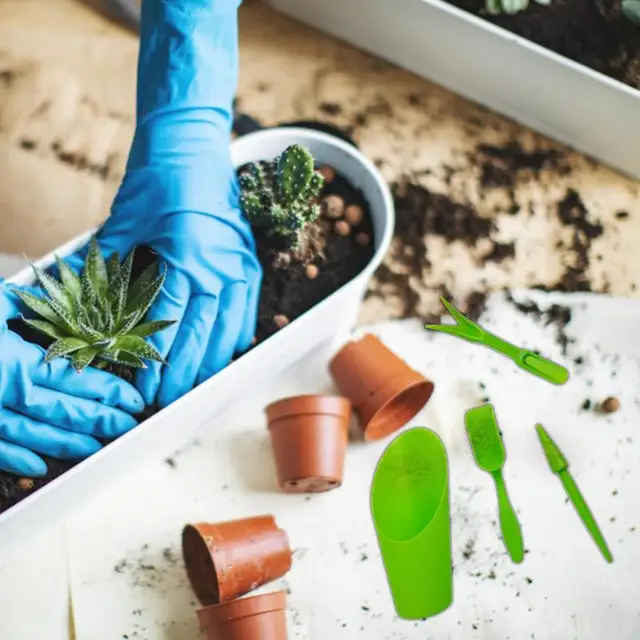 Zamatos Szerszámok Könnyű Átültetés Edény Miniatűr Kéziszerszámok 4Db Mini Kertkészlet Készlet Beltéri Otthoni Kerti - Image 3