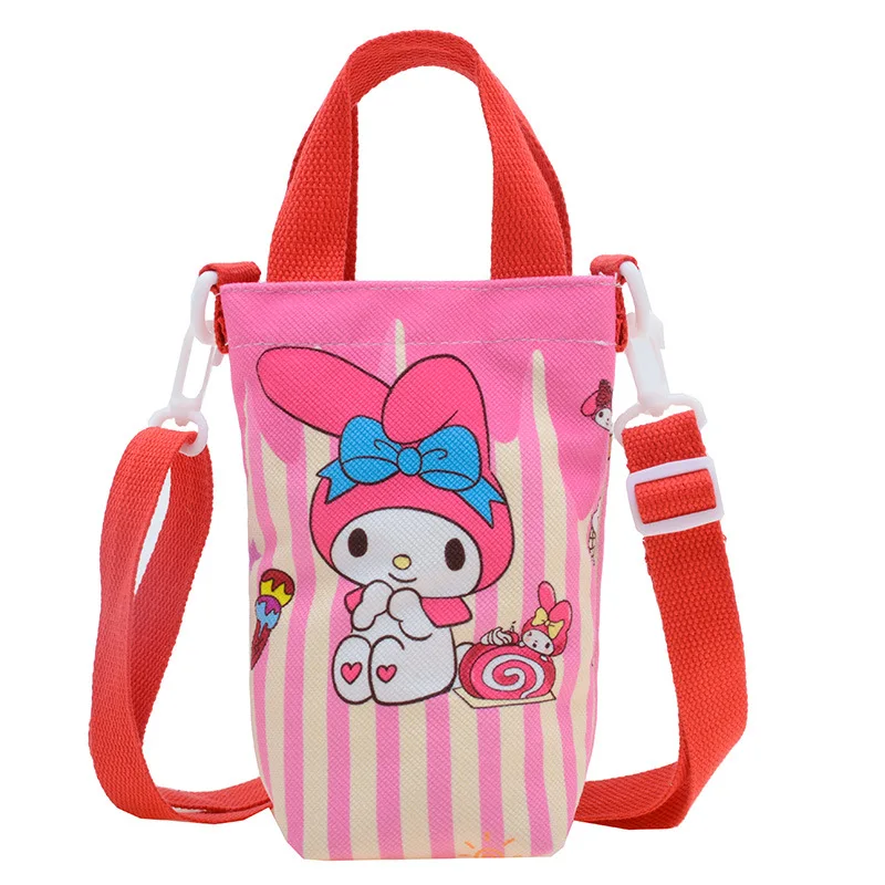 

Sanrio Series Hello Kitty Kulomi Children's Outdoor Water Bottle Bag Cartoon Anime Cute Printed Canvas Crossbody Change Storage