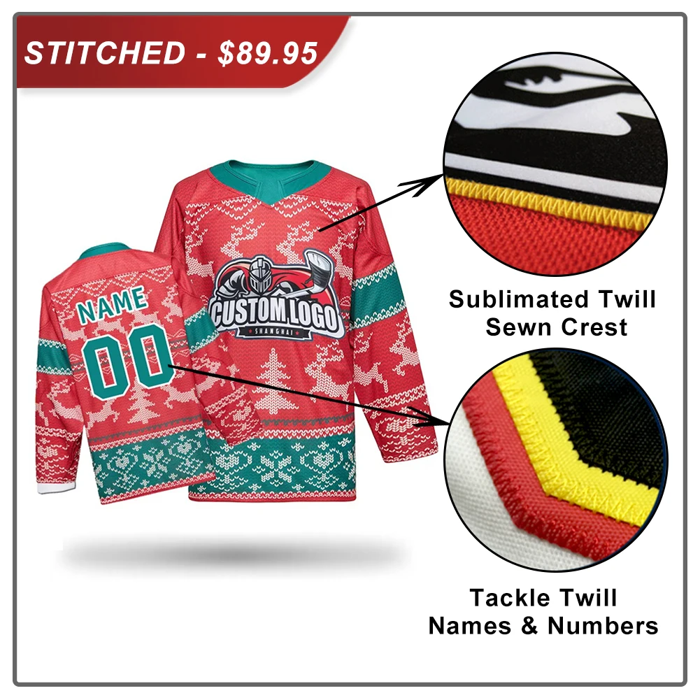 EALER H950 Christmas Series Blank Ice Hockey Practice Jersey for Men and Boy-Senior and Junior-Adult Youth