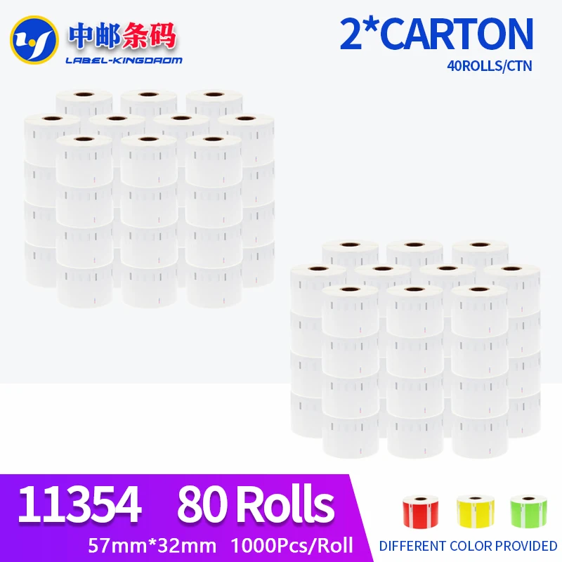 80 Rotoli Dymo Compatibile 11354 Etichetta 57Mm * 32Mm 1000 Pz Per Lw400 450 450Turbo Stampante Seiko Slp 440