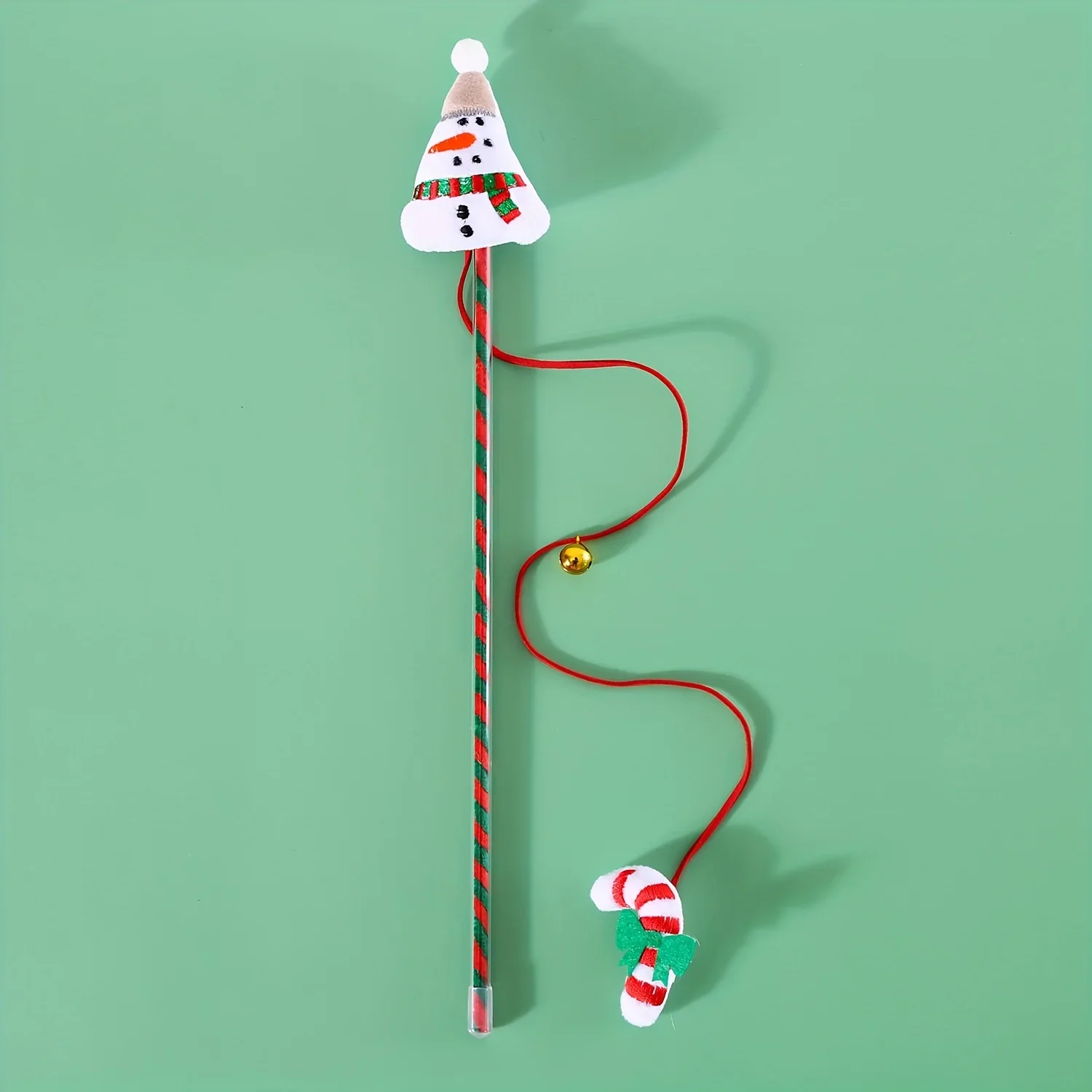 Interactive Cat Toys for Indoor Cats Kitten with Bell Cats Supplies Christmas Wand Toy Santa Claus Snowman Elk Cat Toy