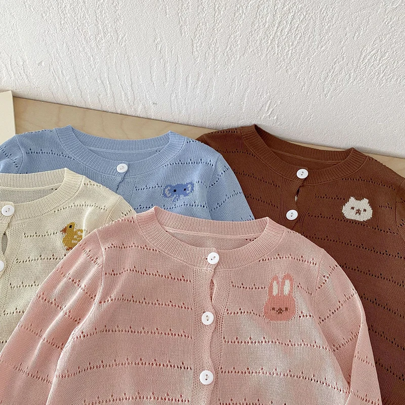 0-4 Years Baby Boy Girl Knitted Coat Cute Animals Spring Cardigan Sweater Jacket For Princess Outwear Birthday Gift Kids Clothes