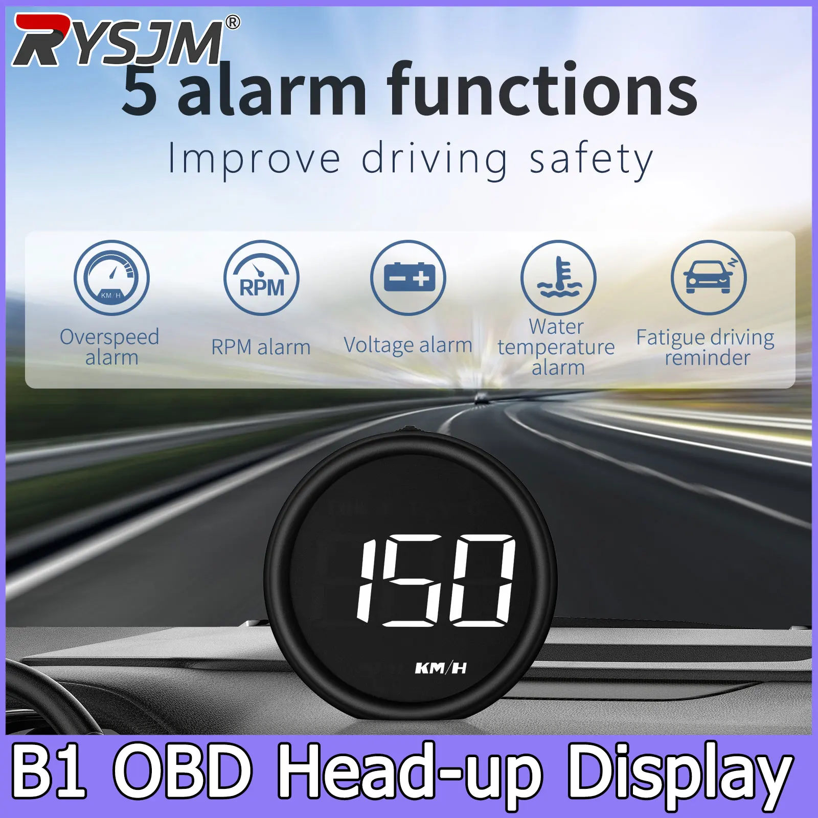 Velocímetro para Auto B1 Obd2, Computadora a Bordo HUD OBD II, Pantalla Digital Head Up con Alarma KMH, Accesorios Electrónicos 1
