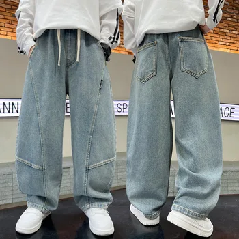  Teens Boys Trendy Cool Jeans Spring Autumn Style 2026 New Streetwear Children Loose Straight Denim Trousers 1
