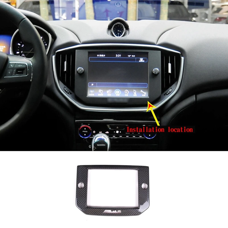 

Car Central Console Navigation Panel Trim Interior Accessories For Maserati Ghibli 2014 2015 Dry Carbon Fiber