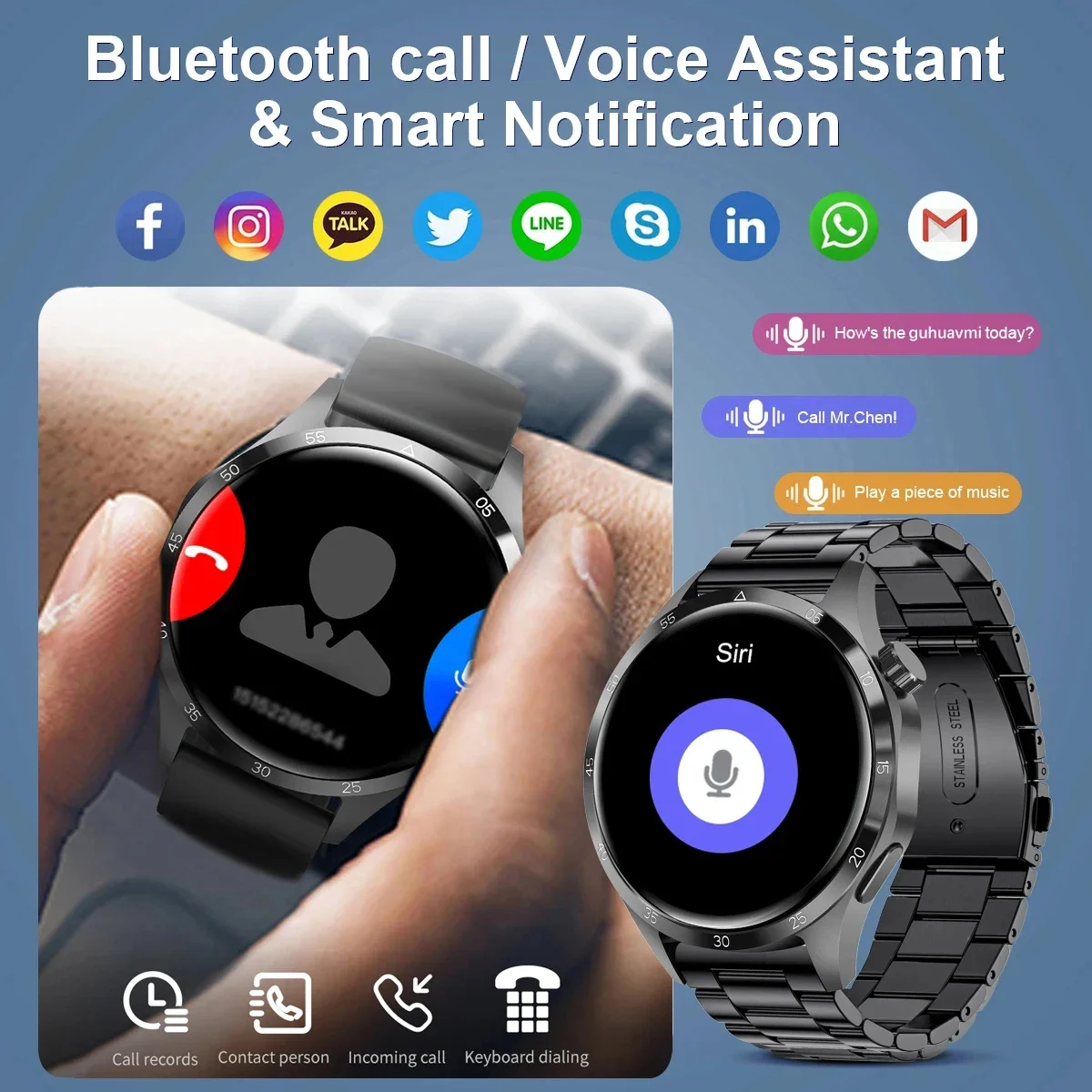 2023 Smartwatch GT4 Pro HD Full Touch Screen 2 Straps BT Music Calling  Reloj Inteligente Fitness Tracker GT4 Smart Watch From Spacex, $5.8