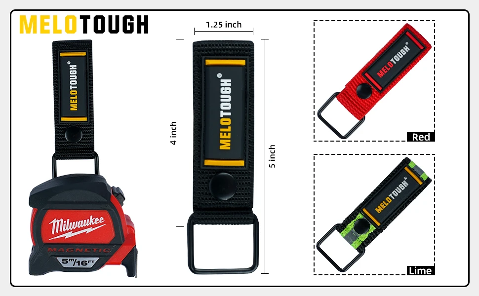 MELOTOUGH Maßbandhalter, Maßbandhalter, Bohrer, Schlagwerkzeug, Holster für Maßband, Bohrer, abgeschnittenes Werkzeug, 2 Stück – Detail 3