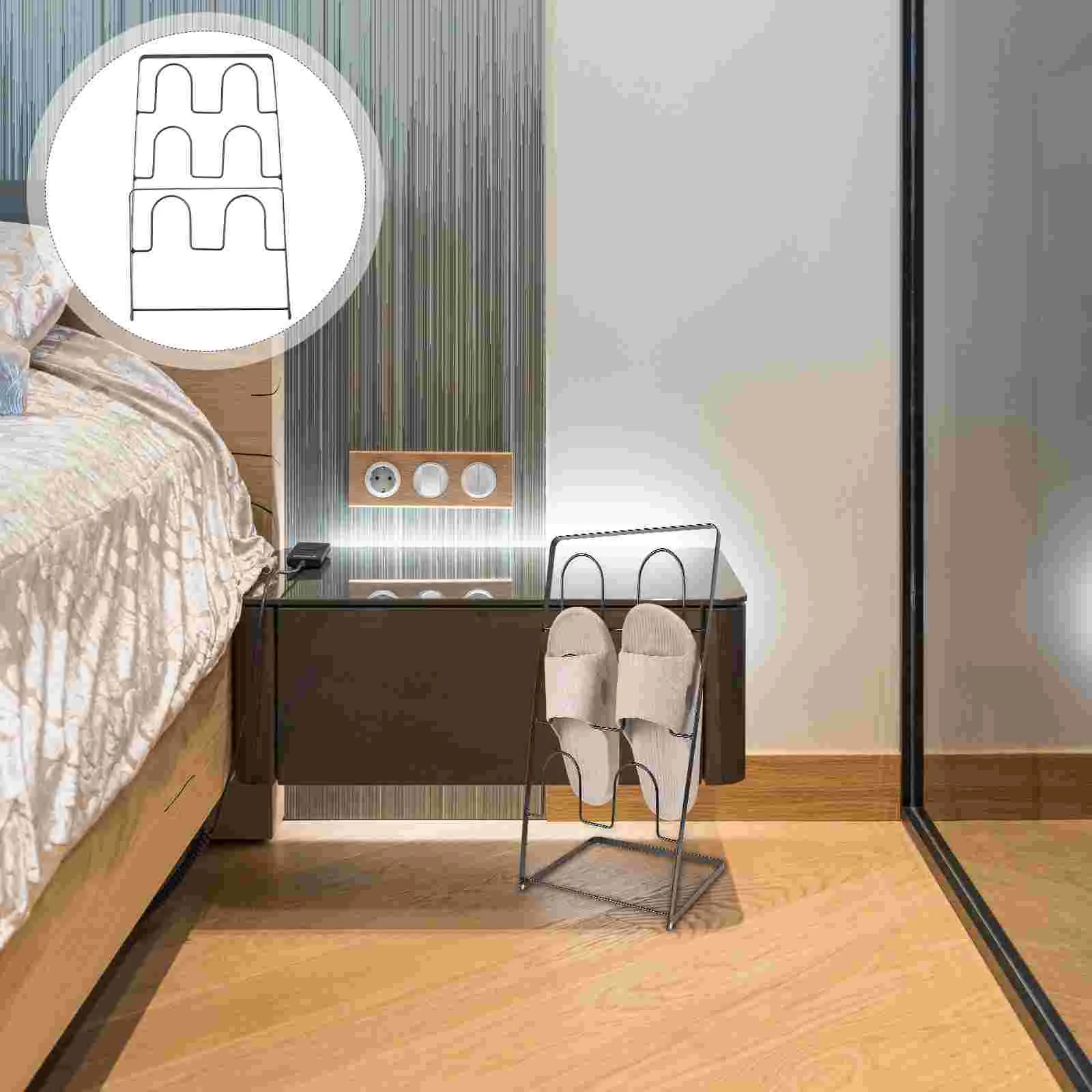 Shoe Storage Rack Slipper Multi-layer Slippers Shelf Wall-mounted Holder Simple Style Wrought Iron Organizer Cabinet