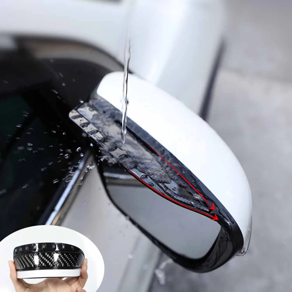 

Guard Car Mirror Rain Eyebrow 180*48mm 2Pcs/set Carbon Fiber+PVC For Side Rear View Parts Replacement High Quality