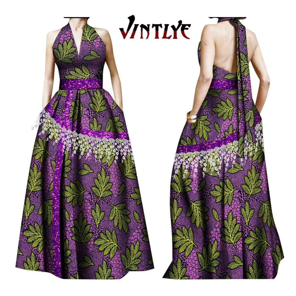 

Платье женское с Африканским принтом, элегантное пикантное длинное формальное платье с принтом Анкары, африканская одежда, кружевное Африканское платье WY030