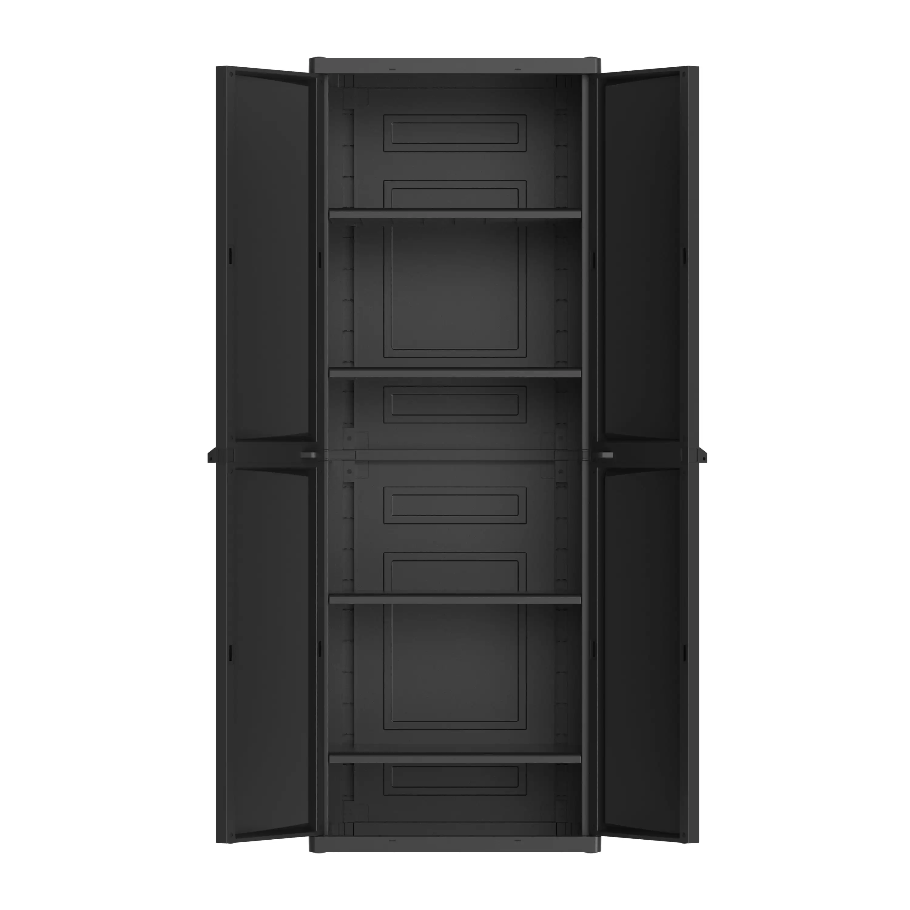 Plastic 4-Shelf Garage Storage Utility Cabinet, Black Finish 2