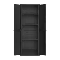 Plastic 4-Shelf Garage Storage Utility Cabinet, Black Finish 2
