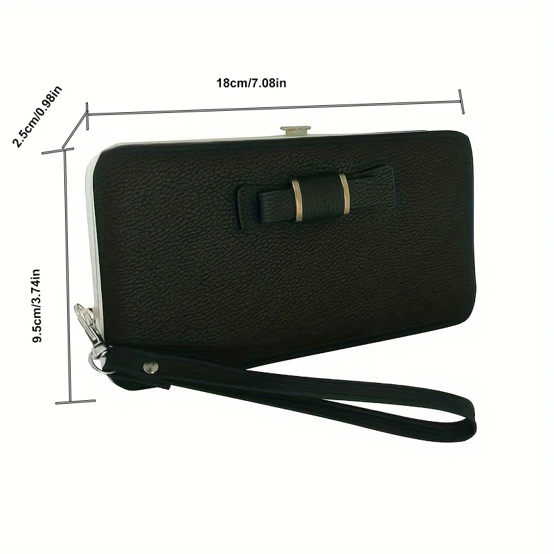 Women Bowknot Wallets Bow Tie Pocket Long Section Zipper Purse Phone Card Holder Clutch