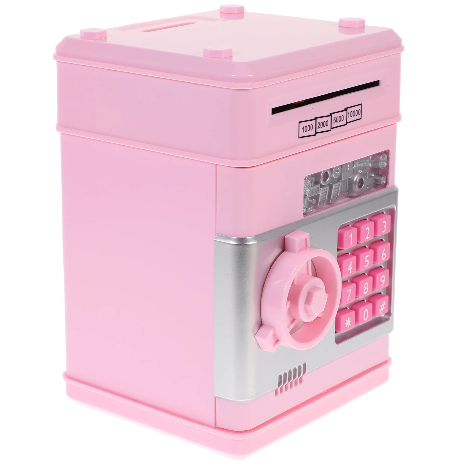 

Children's Money Saving Bank Deposit Box Intelligent Voice Mini Safe and Coin Vault for Kids with Pass Code (Pink, Button