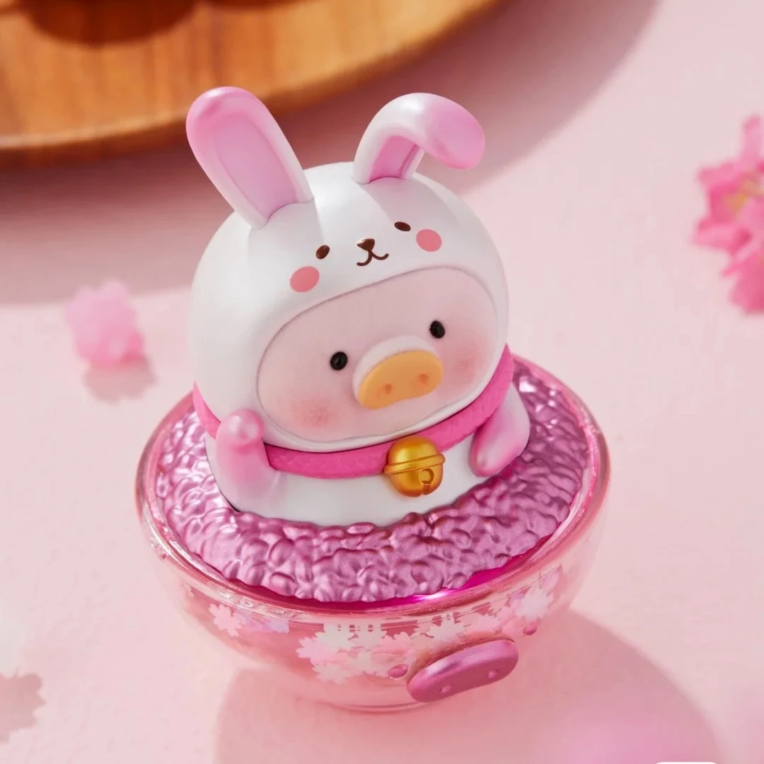 

Lulu Piggy Sakura Cherry Blossom Pig In Pink Flower Bowl Bunny Ear Action Figure Aesthetics Decoration Limited Edition Collect