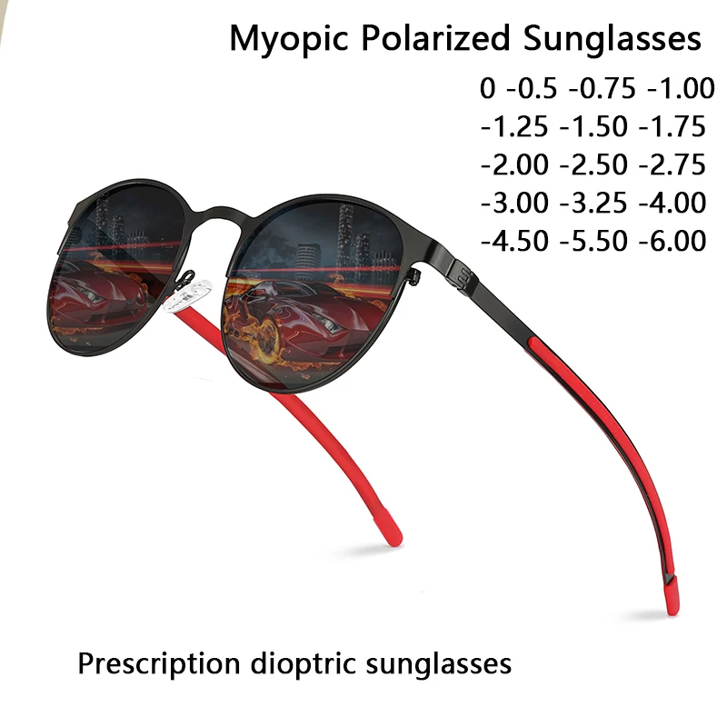 Vintage myopia sunglasses women round glasses frame diopter eyeglasses men drive polorized prescription sun glasses 0 to -6.00