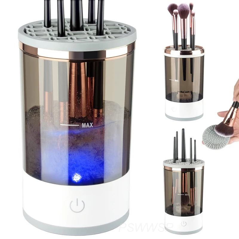 DOTSOG Mini Electric Makeup Brush Cleaner Makeup Sponge Washing Machine  Dollhouse Toy Cosmetic Brush Powder Puff Washer Beauty Cleaning Makeup Tool