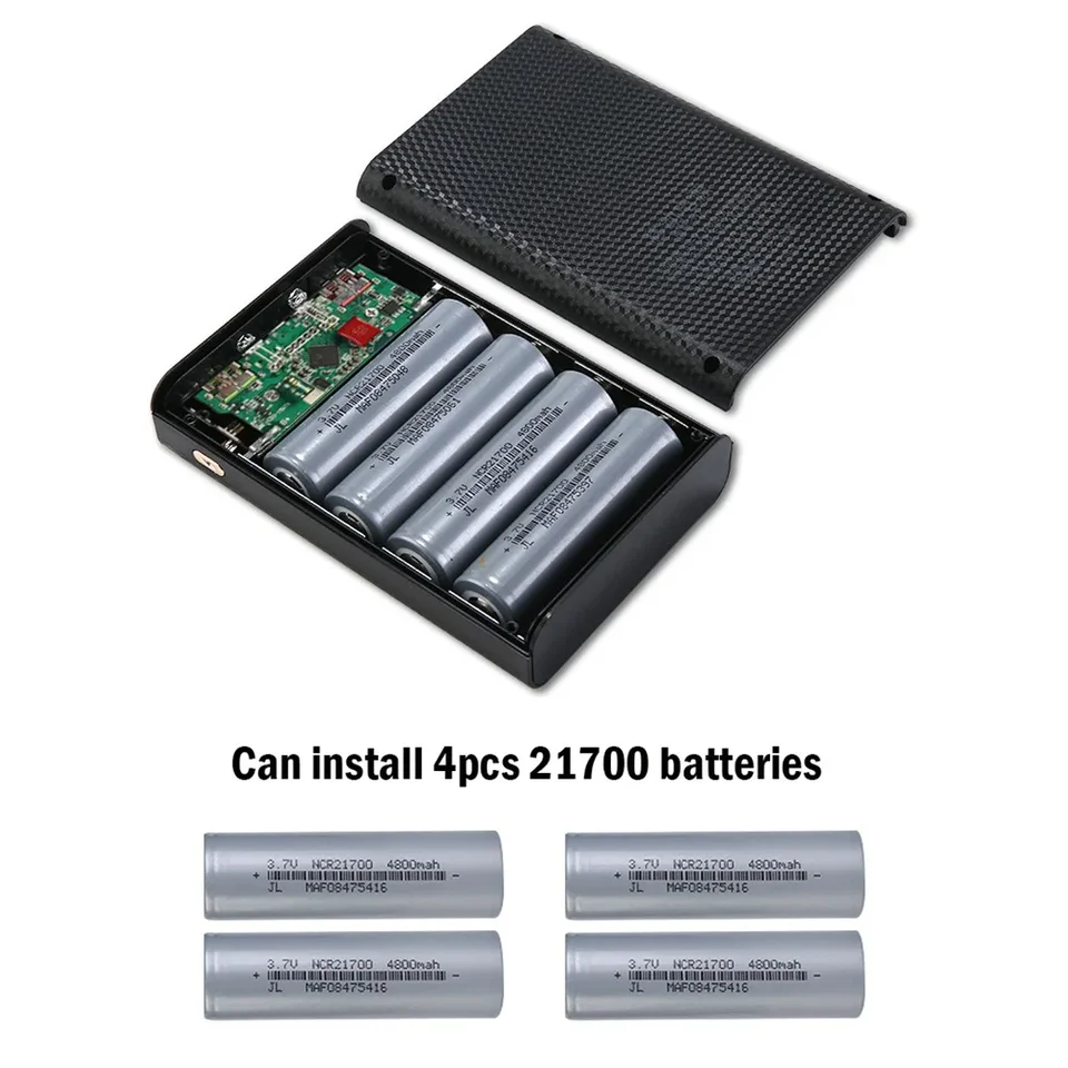 Custodia Batteria Portatile Per 4x21700 – USB-C Ricarica Rapida, ABS Trasparente, Protezioni Integrate – Per DIY E Campeggio, Gialla