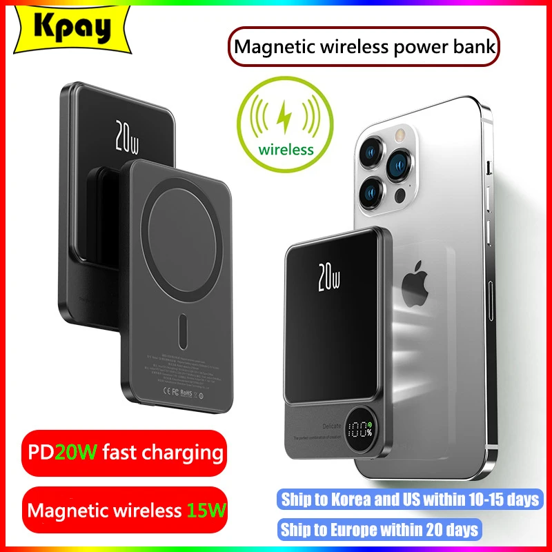

Macsafe powerbank 15W 10000mAh Magnetic Wireless Power Bank Fast Charger For iPhone 12 13 14 15 Pro External Auxiliary Battery