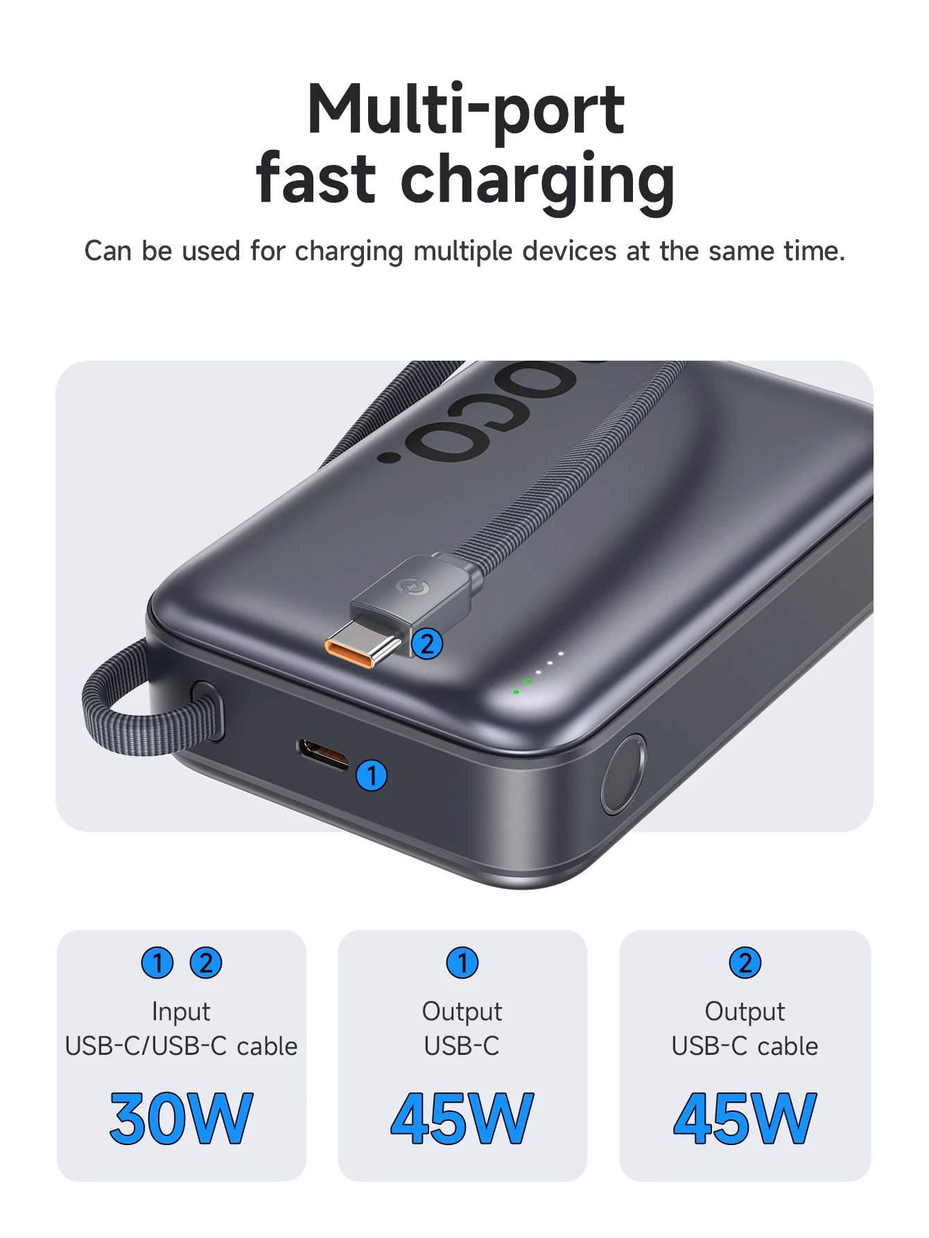 HOCO Q44A 20000mAh 45W Magnetic Wireless Power Bank with USB-C