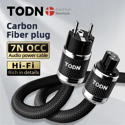 TODN power cable hifi occ audio cable EU/US Vseries Shielded carbon fiber shell Connecter  amplificateur, filtre