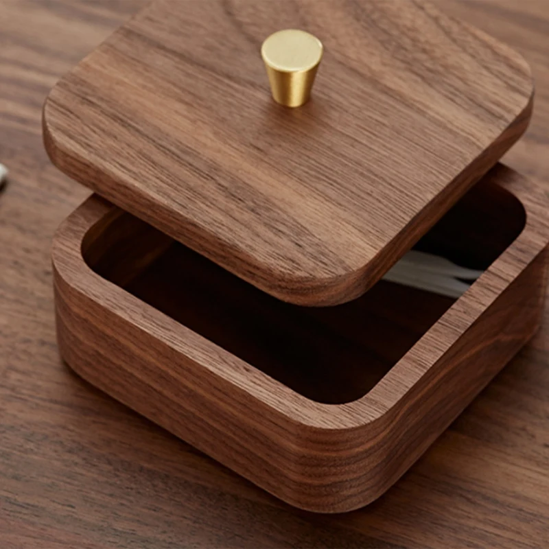 

Nordic Simple Black Walnut Floss Box Home Personalized Box Durable Easy To Use