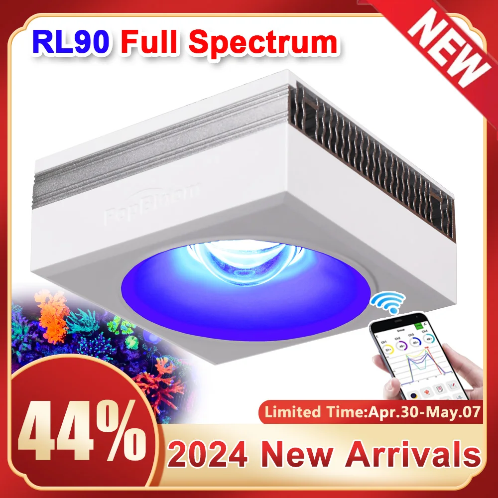 PopBloom RL90 WiFi Aquarium Beleuchtung 300W - Smart LED Lampe Für Meerwasser Mit Timer, Korallen SPS/LPS