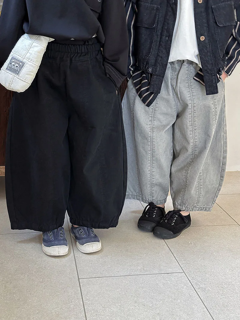 Autumn Kids Wide Leg Solid Color Casual Pants
