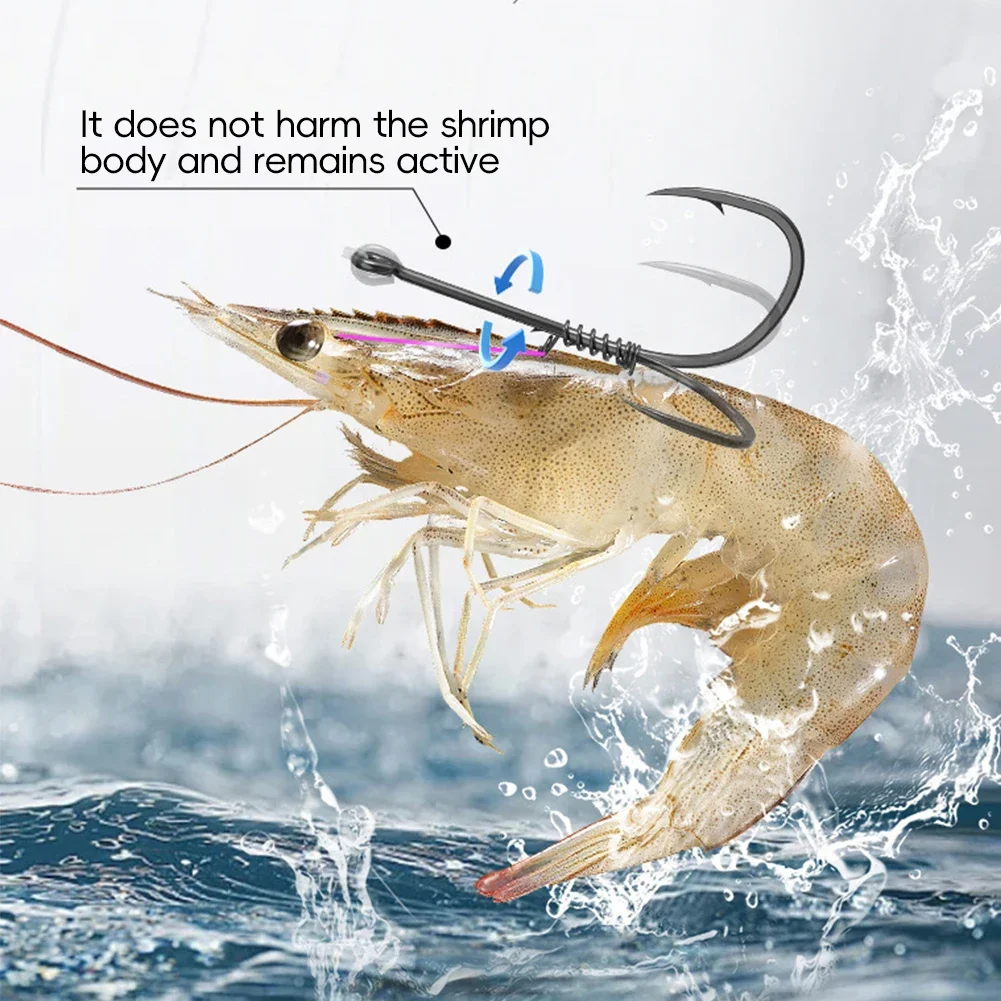 10Pcs Shrimp Hook Live Shrimp Fishing Hook Barbed Hook Spring Hanging Live Shrimps are suitable for perch and grouper