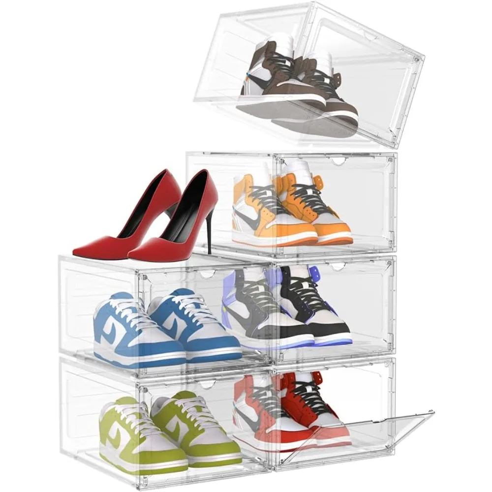 

Ohuhu Shoe Boxes Storage Clear Stackable, XL Large Sneaker Containers Magnetic Front Door Drawer Type Hard Plastic Bins Boot