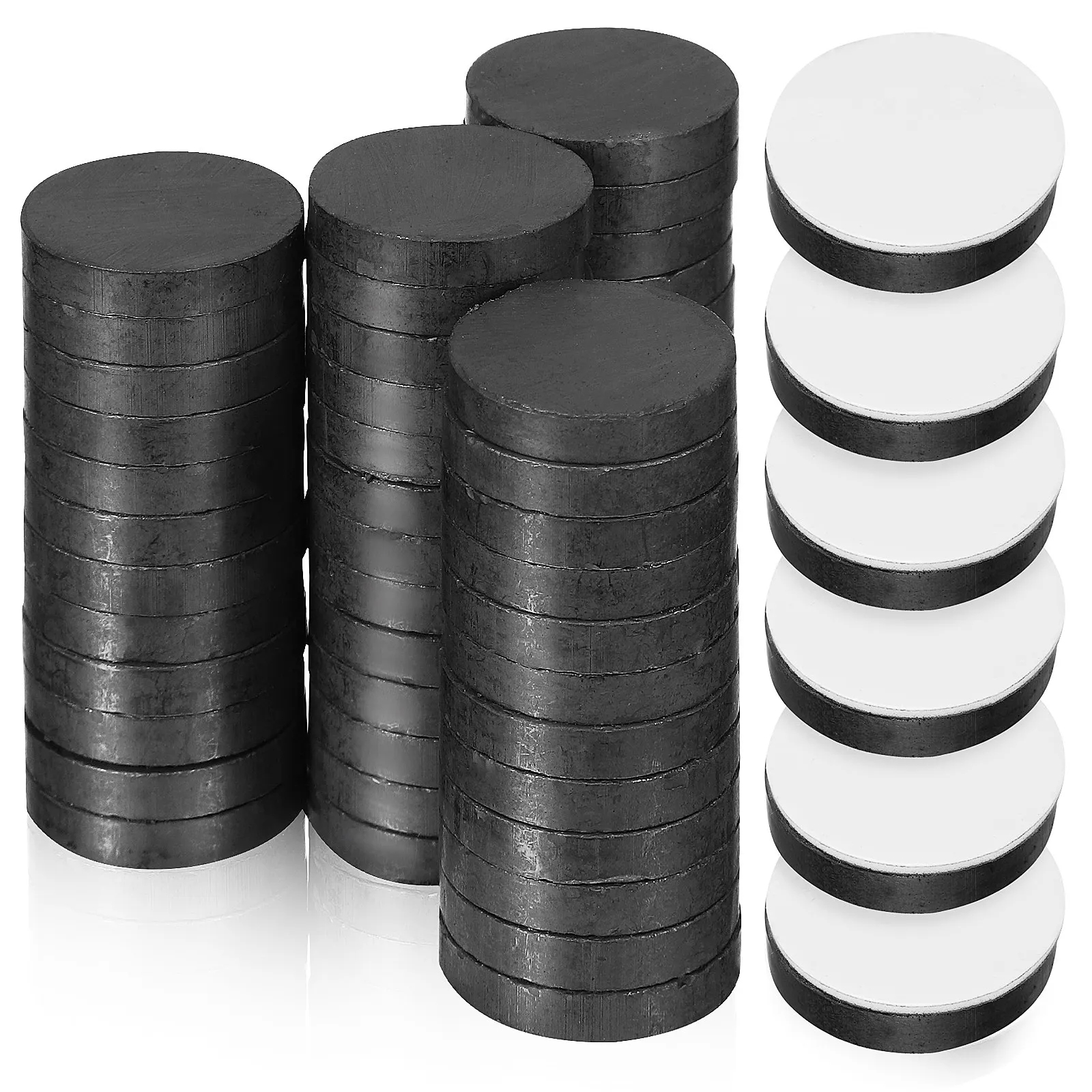 50개 25x5mm 페라이트 디스크 접착제 공예품 냉장고 화이트보드 장식 라운드 자석 하드웨어