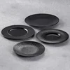 Black round Melamine Dish Western Style Plastic Imitation Porcelain Plate for Hot Pot Restaurant Steak Dinner Party Commercial U 2