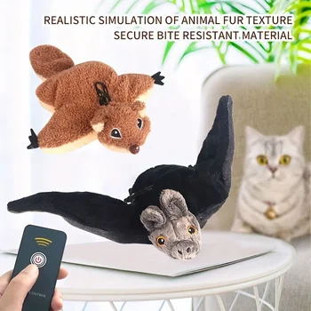 Juguetes interactivos para gatos con Control remoto, murciélago batido, juguete para gatos, movimientos eléctricos realistas para pájaros, atractivos para gatos de interior 1
