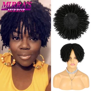 Dreadlock Hair Topper Half Wigs for Women with Clips Synthetic Braided Short Dreadlocks Toupee Afro Wig for Thinning Hair