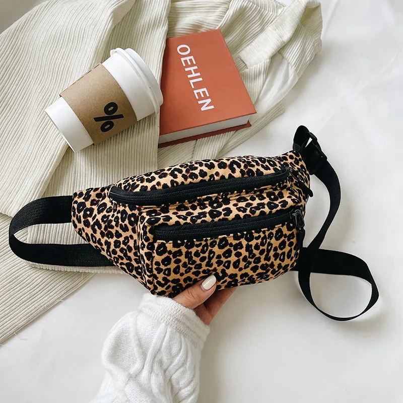 Fashion Women Flannel Fanny Pack Waist Bag Wild Leopard Pattern