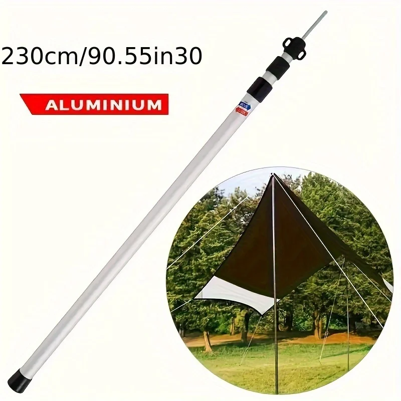2pc Adjustable Aluminum Alloy Tent Pole Triple Section Outdoor Canopy Support Rod Silvery Canopy Pole Support Rod Telescopic