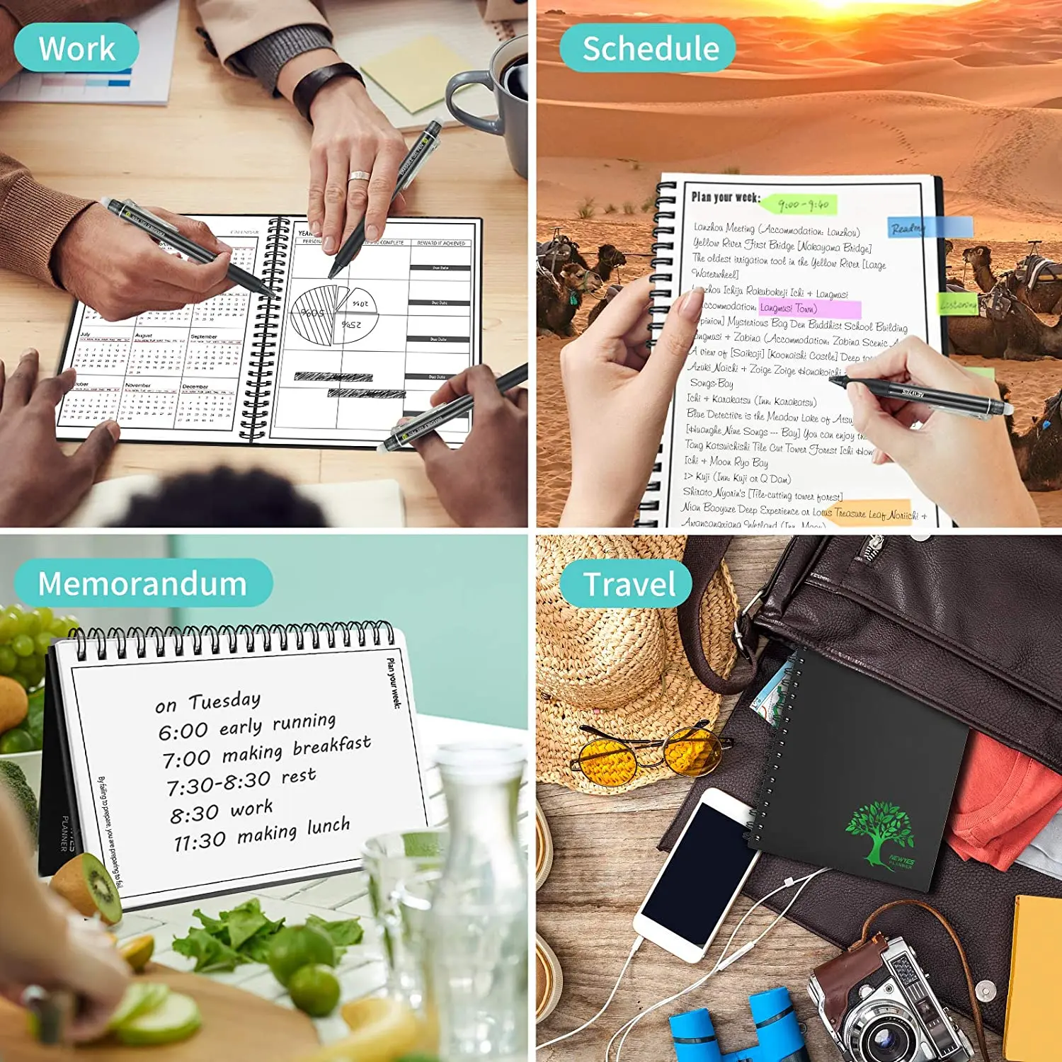 Student Notebook Bullet Journal Notebook Leather Notebook Budget Binder Notebook Smart Reusable Notebook A4 A5 A6 Erasable Wirebound Notebook Sketch Pads APP Storage Office Drawing Kids Gift VIP