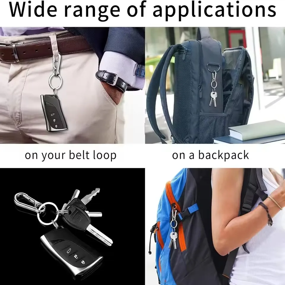 Carabiner Clip Keychain Metal Carabiner Shape Key Ring Keyring Key Holder Clips Hook Holder Organizer for Car Keys Finder 4Pcs