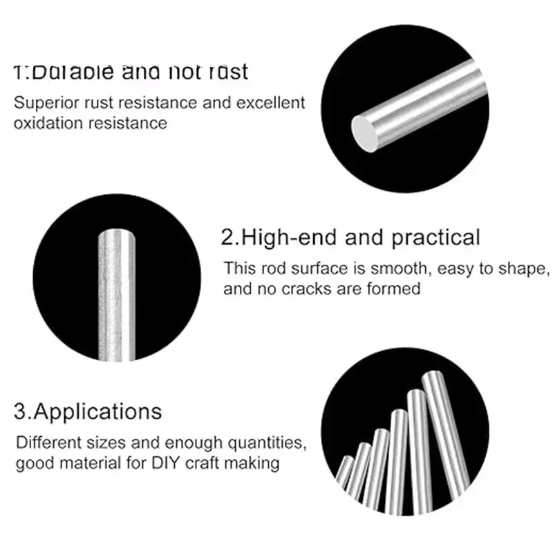 304 Stainless Steel Rod Dia 3/4/4.5/5/5.5/6/6.5mm CNC Solid Round Shaft Rod Bars For DIY Craft Model Car 100/200/300/400/500mm linear shaft rod steel round rod