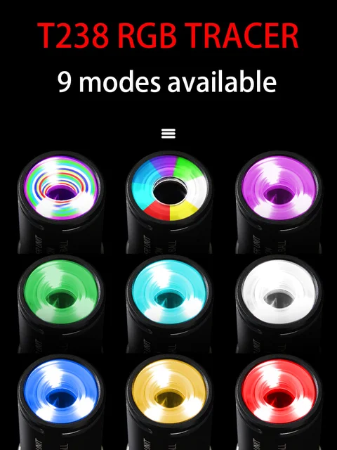 T238 Wargame Airsoft Gun 14mm CCW Tactical RGB Tracer Unit Lighter Light Pistol BBS Glow in Dark 19mm,16mm adapter for nerf 3